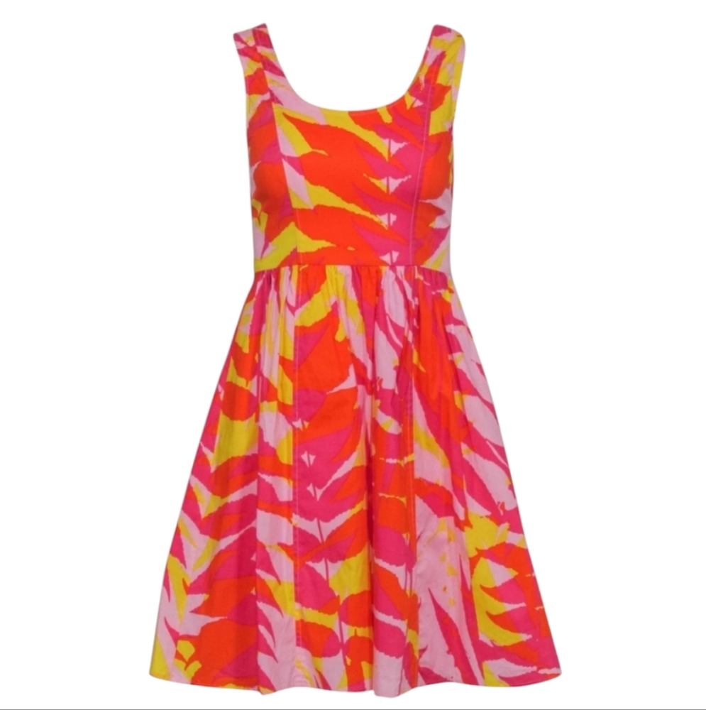 Plenty by Tracy Reese Tessa Sunset Palm Bright Patterned A line Cotton Size 10